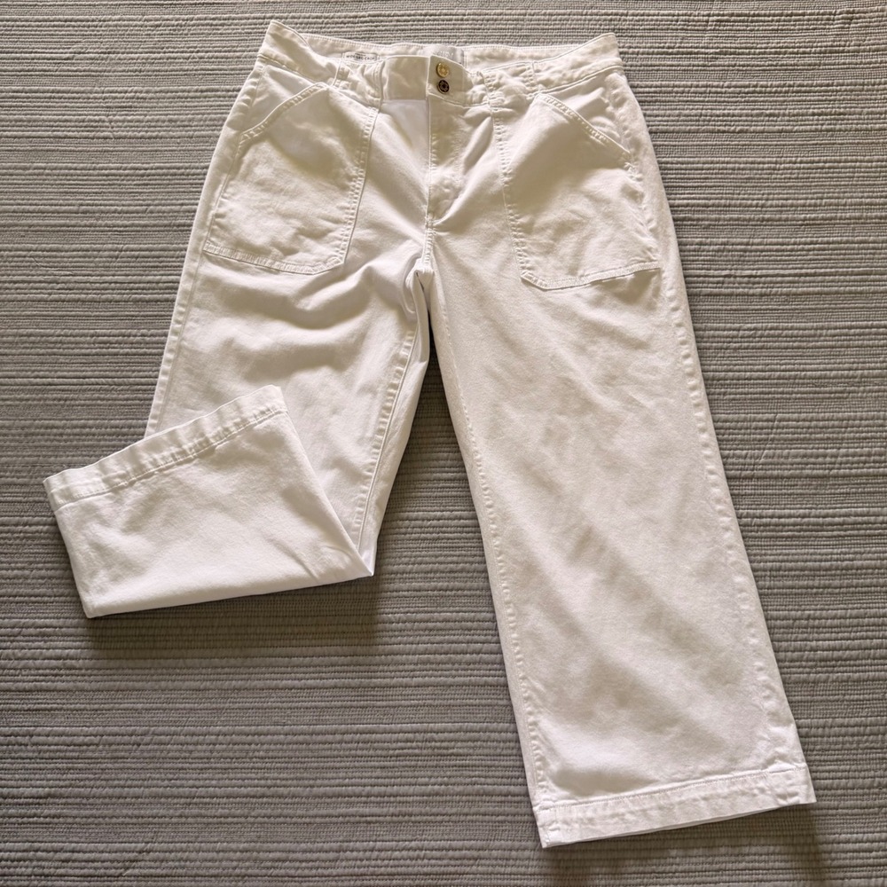White House Black‎ Market Women's High Rise Wide Leg Crop Pants White Size 14